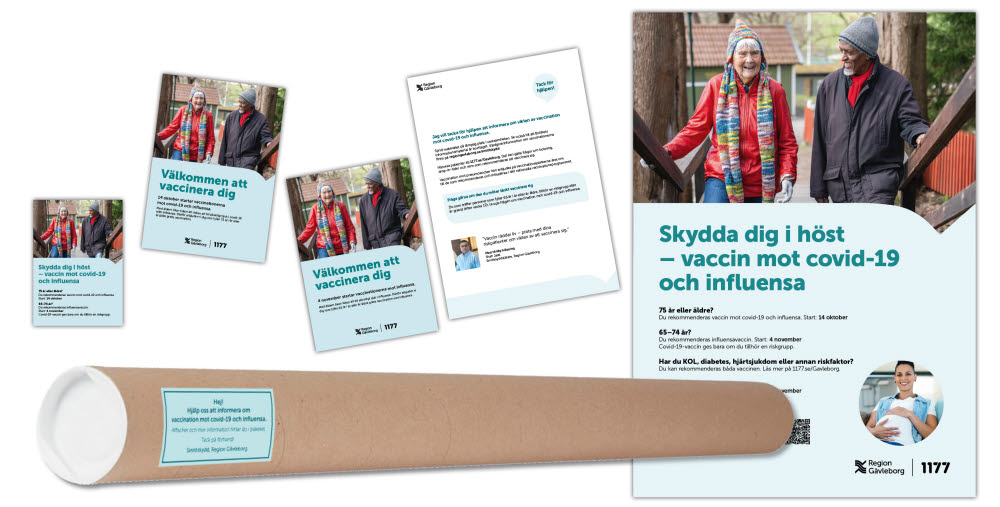 Kollage av bilder på material till vaccination